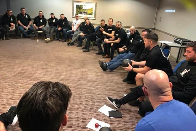 An established Andy's Man Club session in progress, with the Sunderland group one of dozens now held around the country.