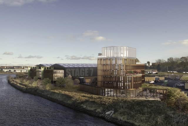 A CGI of the planned Crown Works film studios on the banks of the Wear in Sunderland.