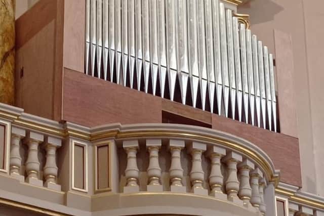 One of the side sections of the organ nearing completion.