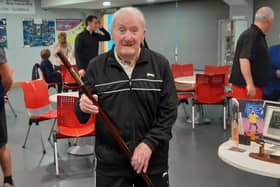 Bill Bassett with his dedicated drill stick