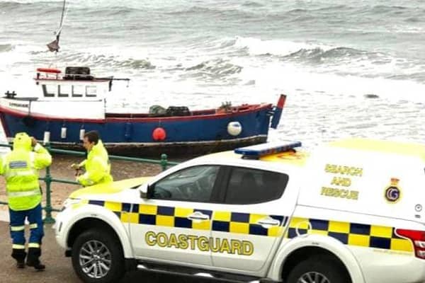 Coastguard officers were called to Seaburn beach after receiving reports that a fishing vessel had ran aground. Photo: Gerry McGill.
