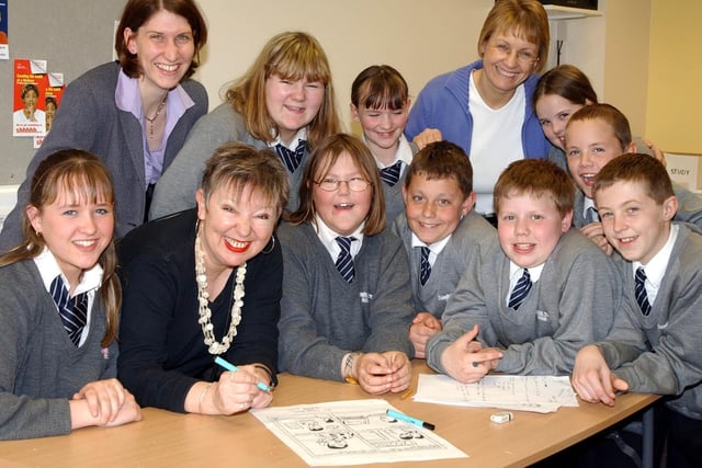Year 8 pupils were creating posters at Sandhill View School when this photo was taken in 2003.