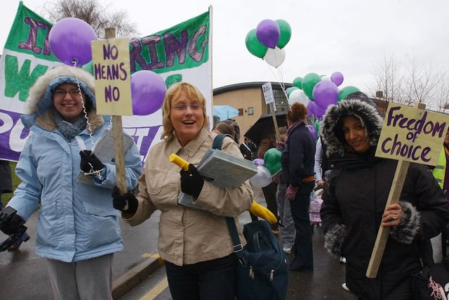 Marching from the Hetton Centre to Easington Community Access Point on International Women's Day in 2006.