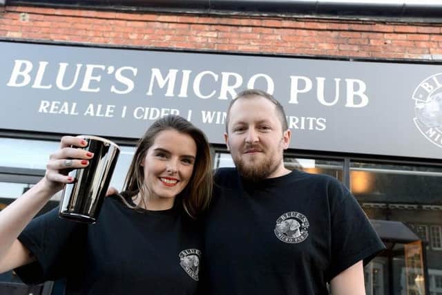 Alice Pye and Callum Watson shortly after Blue's Micro Pub first opened in early 2020