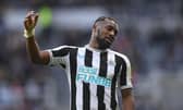 Newcastle player Allan Saint-Maximin reacts dejectedly during the friendly match between Newcastle United and Rayo Vallecano  at St James' Park on December 17, 2022 in Newcastle upon Tyne, England. (Photo by Stu Forster/Getty Images)
