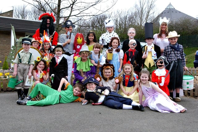 Pupils and teachers dressed up as characters from books during a book fair at the school 17 years ago. Recognise anyone?
