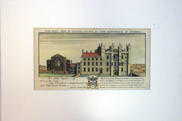 An engraving of Hylton Castle by Samuel and Nathaniel Buck (1728).