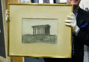 An original pencil sketch of Penshaw Monument by LS Lowry has been sold privately after failing to reach its asking price at auction. Image courtesy of Anderson & Garland Auctioneers.