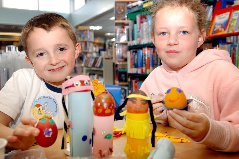 These youngsters created some great designs during their egg painting session at Owton Manor library in 2006.