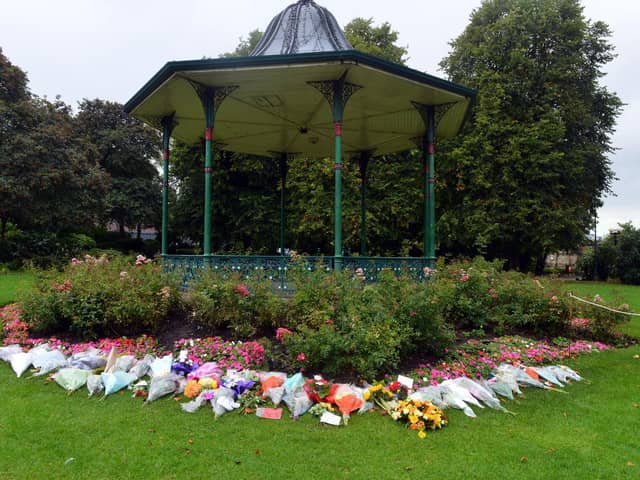Floral tributes let at Mowbray Park for Her Majesty Queen Elizabeth II.