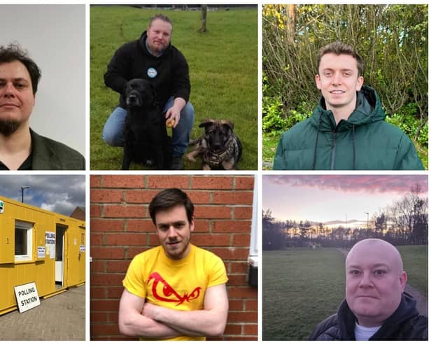 Sunderland City Council Local Election 2024 Candidates Washington South (clockwise from top left) Michal Chantkowski, Paul Donaghy, Brandon Feeley, Peter Noble and Sean Terry.
