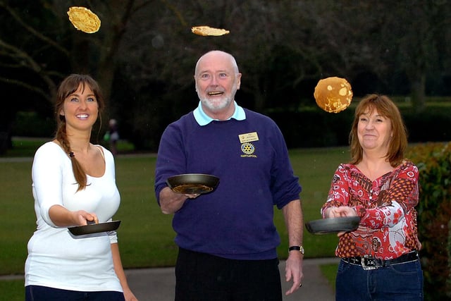 The Place in the Park at Ward Jackson Park raised cash for Hartlepool Rotary Club by making pancakes for customers in 2013. Pictured with Rotary Club President Ted Jackson are Sarah Knowlson (left) and Maria Harrison from the cafe.