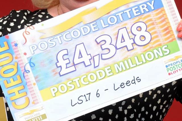 The fake letters which claim recipients have won thousands of pounds on the People’s Postcode Lottery. The aim is to get people to give their bank details to fraudsters.