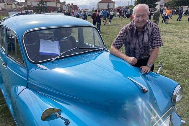 John Ward with his 1957 Morris Minor 1000., Vintage car and bus rally, held at Seaburn Recreational Ground.