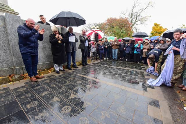 Unveiling of the latest additions to the Veterans Walk in Mowbray Park, Sunderland, on Saturday.
