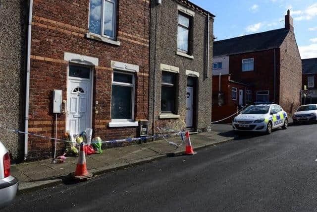 The cordon in place outside the house where John Littlewood was found in Third Street, Blackhall Colliery.
