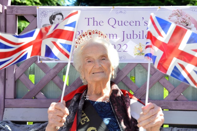 The Laurels Care Home resident Thomasina Smith, who was the Queen for the day at a Jubilee event.