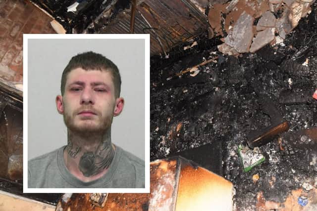 Jack Phillipson, inset, sparked a blaze at his third-floor home. Pictures: Northumbria Police.