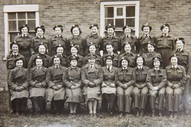Miriam pictured 2nd left middle row, during her time in the Womens Auxillery Air Force