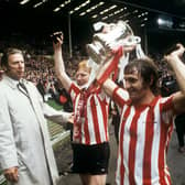 Victorious Sunderland players parade around Wembley Stadium with the FA Cup. PA Photo.