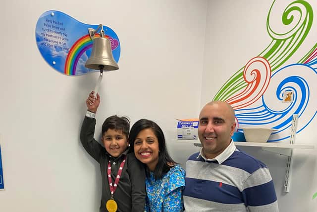 All smiles from Saahib Randhawa and his parents, mum Gurpreet and dad Manprit.