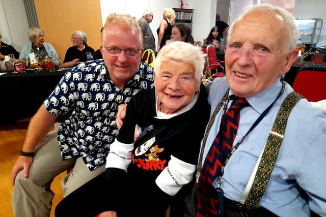 Dispatches director Jezza Neumann with Harry Molyneux from Leicestershire and Doreen from Tynemouth who feature in the documentary. Sadly Sunderland man, John Foster, who also appears, was unable to attend.