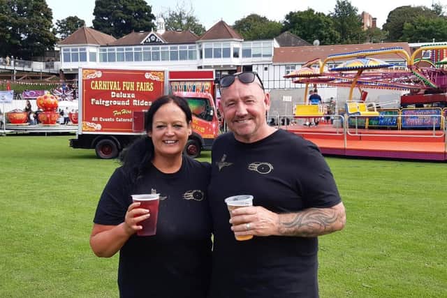 Carla and Tom Cuthbertson raise a toast at the end of this year's bike ride in memory of their son.