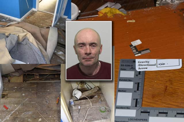 Grant Eggleston was jailed after damaging a property in a break-in.