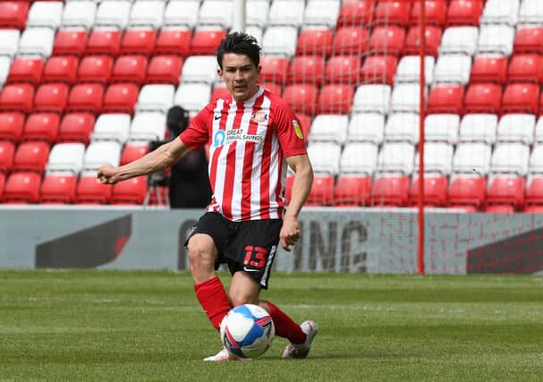 Luke O'Nien of Sunderland in action during the Sky Bet League One match between Sunderland and Northampton Town at Stadium of Light.
