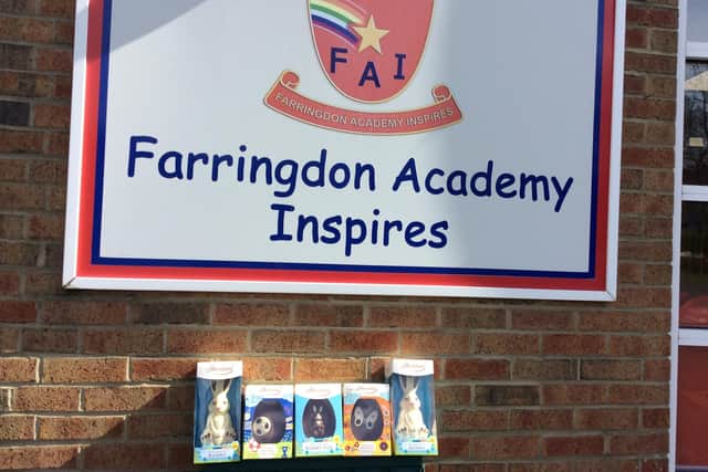 Easter eggs delivered to Farringdon Academy.