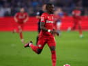 GELSENKIRCHEN, GERMANY - APRIL 01: Moussa Diaby of Bayer 04 Leverkusen in action during the Bundesliga match between FC Schalke 04 and Bayer 04 Leverkusen at Veltins-Arena on April 01, 2023 in Gelsenkirchen, Germany. (Photo by Dean Mouhtaropoulos/Getty Images)