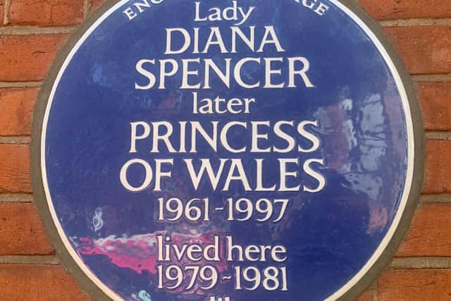 Princess Diana's English Heritage blue plaque in London