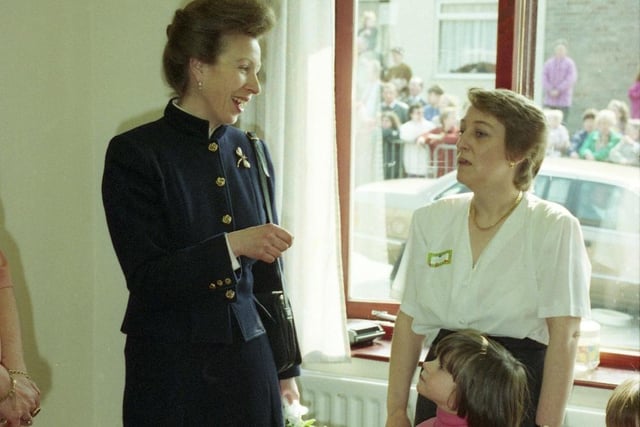 The Princess Royal chats to the people of Pennywell in April 1993.