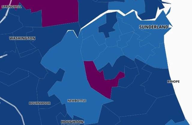These are the areas of Sunderland with the lowest Covid-19 case rates.