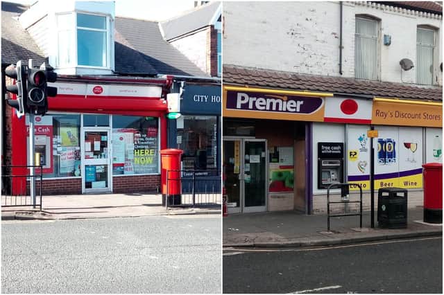 The Post Office in Stockton Terrace, Grangetown, and the Premier store in Villette Road, Hendon.