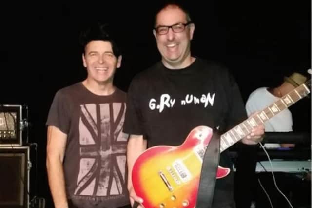After undergoing his kidney transplant, Gary Numan fan Tariq Ahmed managed to meet the man himself, left.