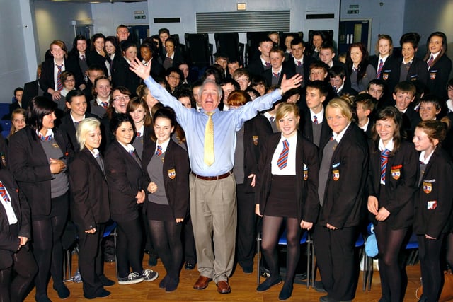 Television mathematician Johnny Ball visited Year 10 pupils at Seaham School of Technology at the end of their activities week in 2012.