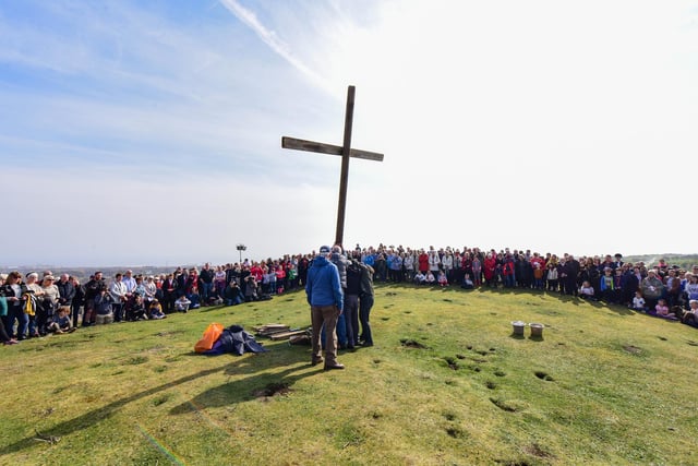 There's something special about the view from the top of Tunstall Hill. This picture is from the Good Friday Walk of Witness in 2019.