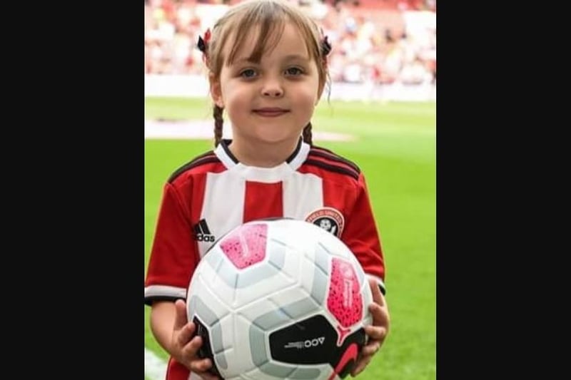 Julia Preston shared a photo on Facebook of her grand-daughter Mia in her Blades top. She writes: "She's missing the football so much. Fave player is Billy Sharp."