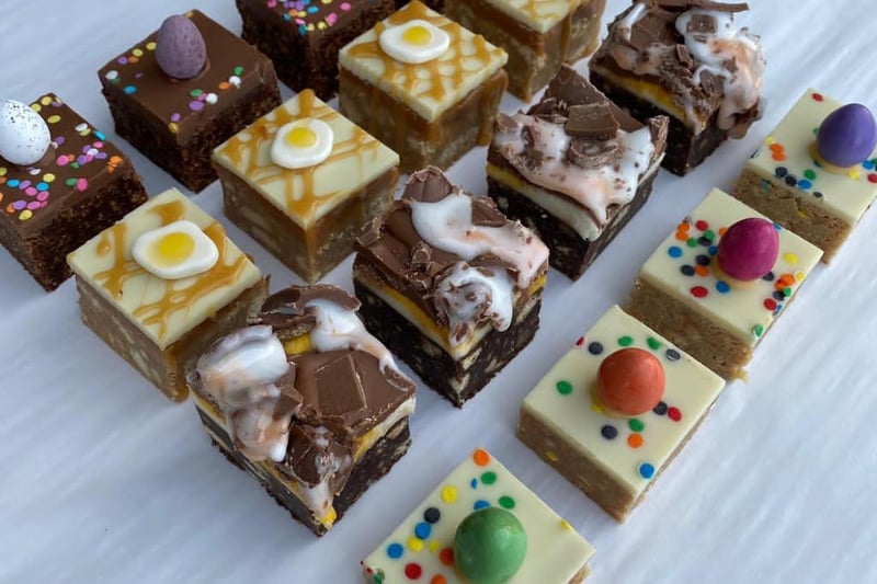 This is part of this year's Easter offering from Edinburgh bakers and cafes Mimi's Bakehouse. The sharing box selection features the Eggcellent Caramel Fudge Slice, Easter Extravaganza Fondant Slice, Mini Egg Crunch and Smartie Egg Slices, with four of each.
www.mimisbakehouse.com