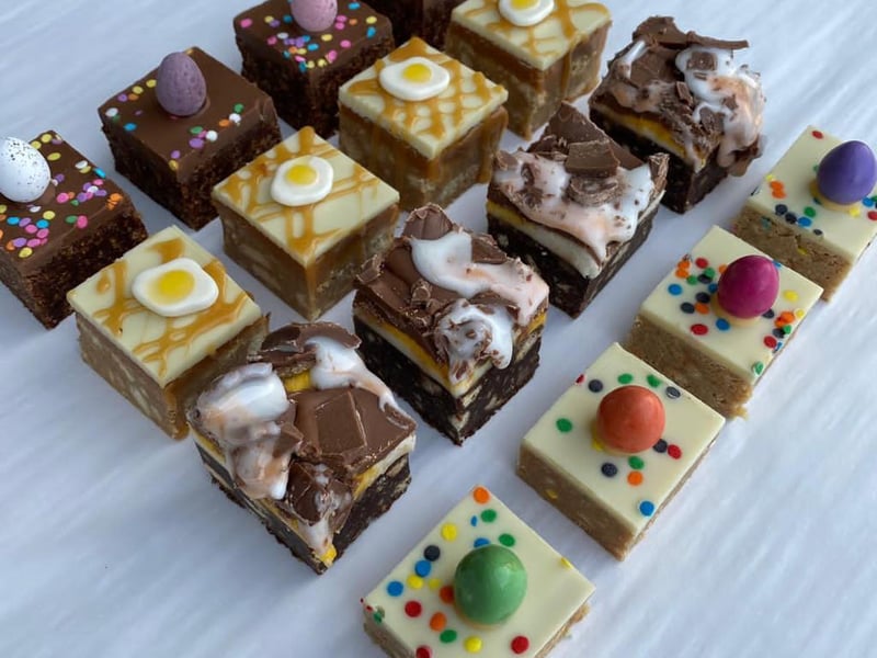This is part of this year's Easter offering from Edinburgh bakers and cafes Mimi's Bakehouse. The sharing box selection features the Eggcellent Caramel Fudge Slice, Easter Extravaganza Fondant Slice, Mini Egg Crunch and Smartie Egg Slices, with four of each.
www.mimisbakehouse.com