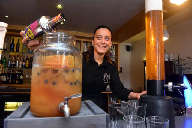 Angelo's Sofia Trovero with the 5 litre self pouring keg and 3 litre beer tower.