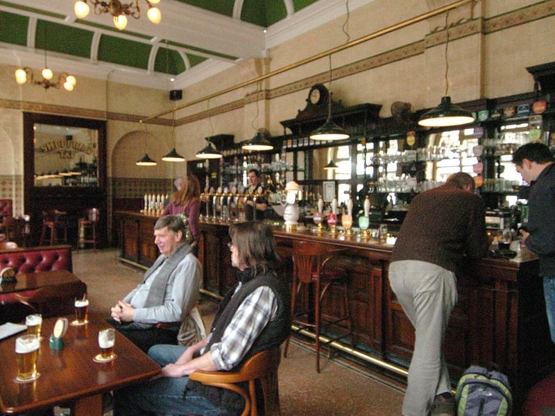 The Sheffield Tap, at Sheffield railway station in the city centre, is a 'busy station bar in a restored Edwardian refreshment room, popular for its extensive range of international beers.
