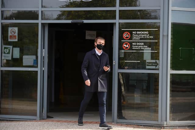 Sunderland AFC football player Max Power leaves South Tyneside Magistrates Court on a speeding offence.