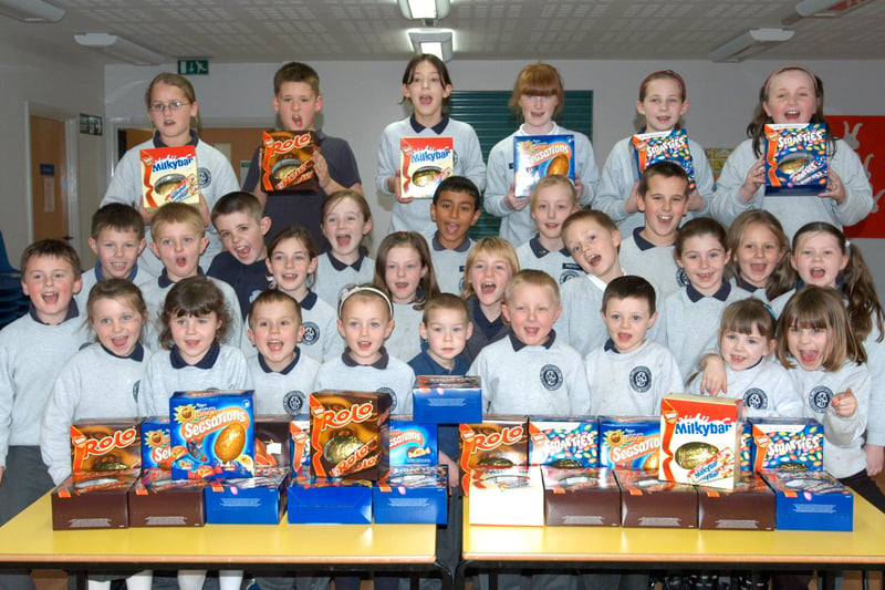 These Grangetown Primary School pupils won Easter eggs for their achievements in 2007. Can you spot a familiar face?