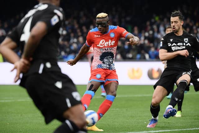 Newcastle United, Manchester United and Arsenal transfer target Victor Osimhen in action for Napoli (Photo by FILIPPO MONTEFORTE/AFP via Getty Images)
