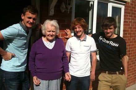 Pictured with three of her grandchildren in Sunderland in 2011.