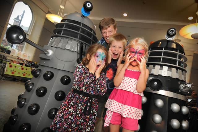 Back to Sunderland's Winter Gardens Sci-fi Fair in 2012. Here are Kat Dearden,  Andrew Lawler, Carrie Anne Lawler, and Keith Lawler with a famous character. Did you love or fear the Daleks?