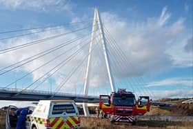 Emergency services were called to a person in the river near the Northern Spire bridge. Picture by Sunderland Coastguard