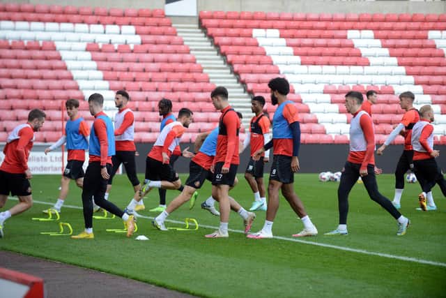 Sunderland players during their open training day at the Stadium of Light.